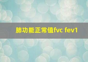 肺功能正常值fvc fev1